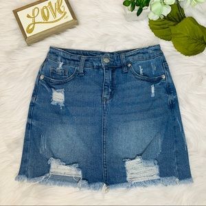 Medium Wash Distressed Jean Skirt Wild Fable Size 0